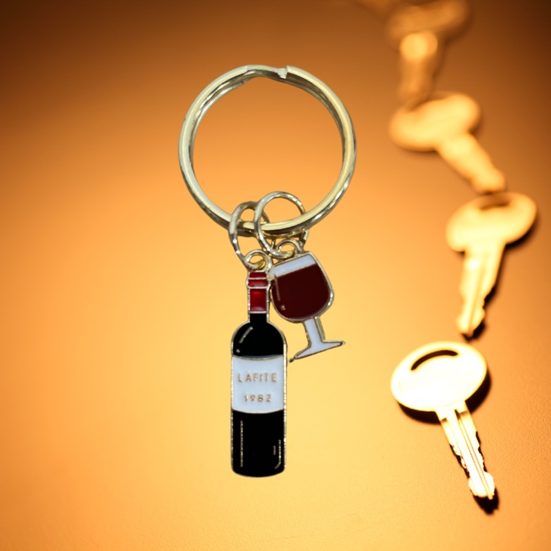 Wine Keychain – Wine Bottle and Wine Glass