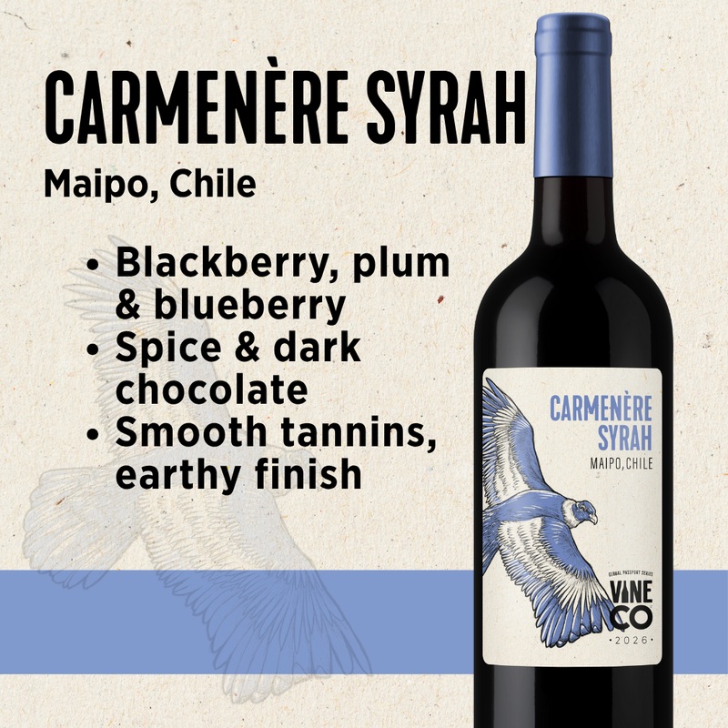 VineCo Global Passport Series – 2026 – Carmenre Syrah Tinto Fuego – Maipo, Chile (February 2026)