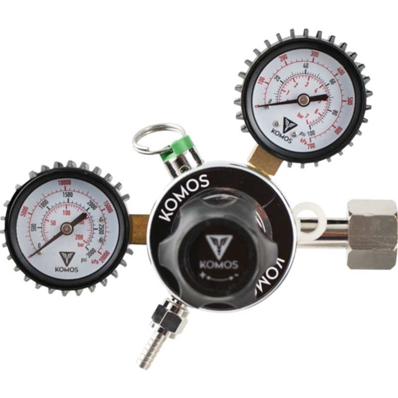 KOMOS CO2 Regulator: 0-60 PSI/ 1/4 Flare