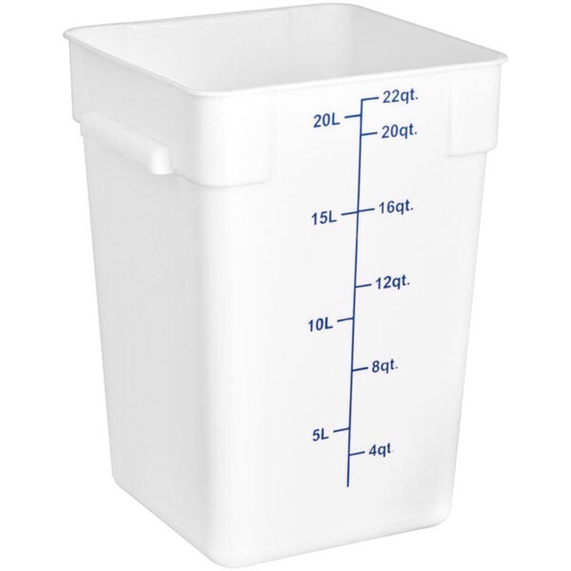 22 Qt. White Square Polypropylene Food Storage Container