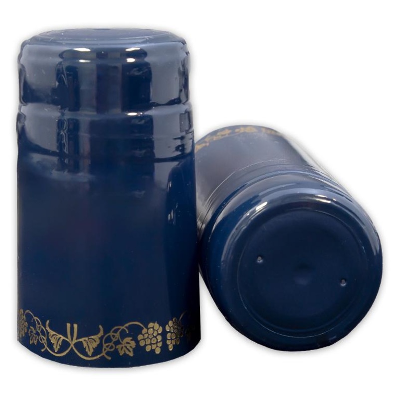 Bottle Shrink Capsules: Blue with Gold Grapes (30 Count)
