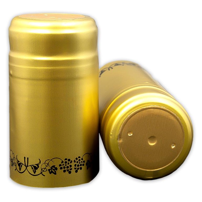 Bottle Shrink Capsules: Gold with Black Grapes (30 Count)