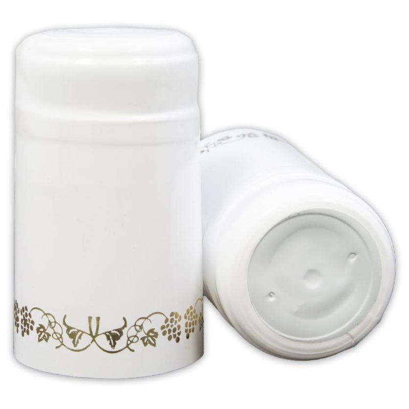 Bottle Shrink Capsules: White with Gold Grapes (30 Count)