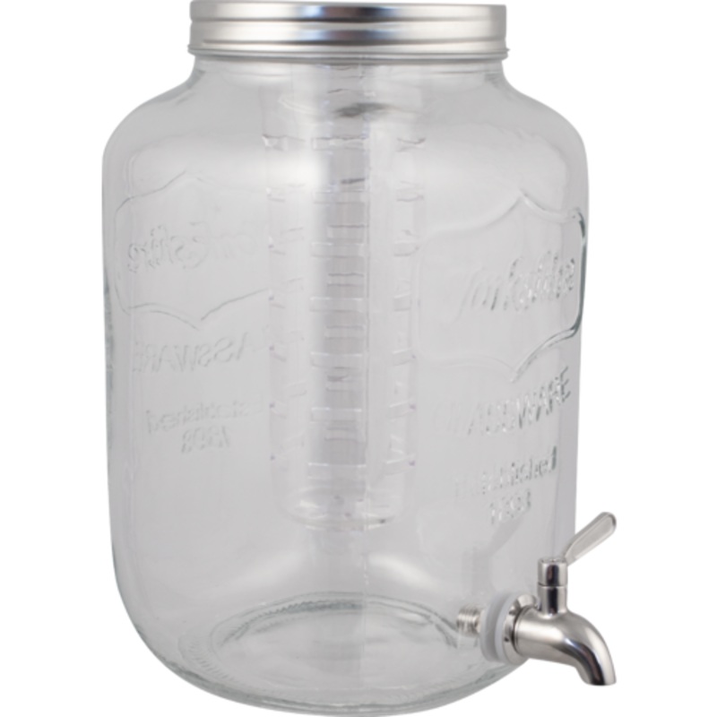 Glass Beverage Dispenser with Infuser & Stainless Spigot (5L) 1.3 Gallon