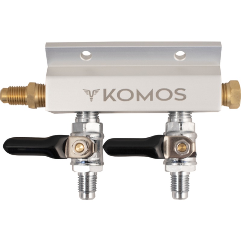 KOMOS Gas Manifold : 2 Way (Aluminum) 1/4 in. Flare