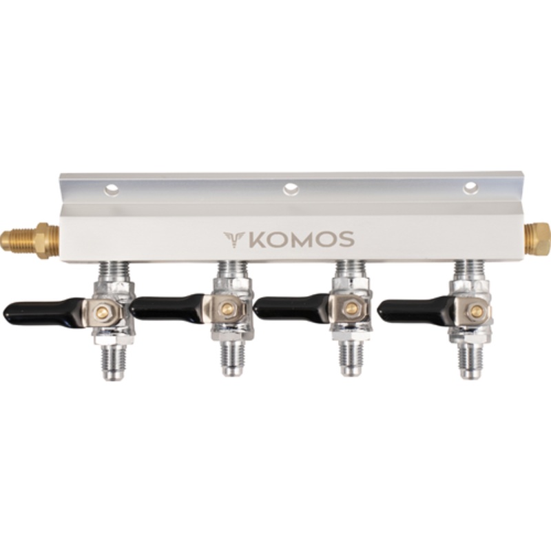 KOMOS Gas Manifold : 4 Way (Aluminum) 1/4 in. Flare