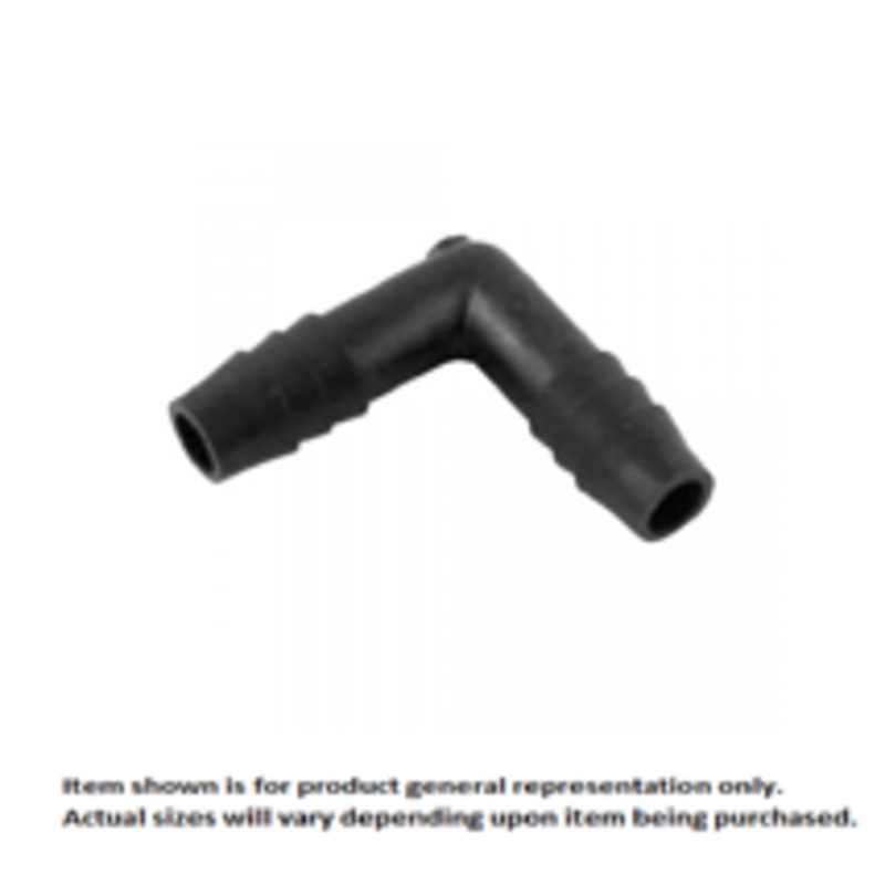 Plastic 90 Elbow, 3/8 Barb x 1/2 Barb