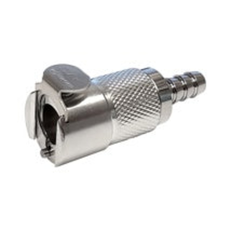 Quick Disconnect: Female x 1/4 Barb with shutoff (Chrome)