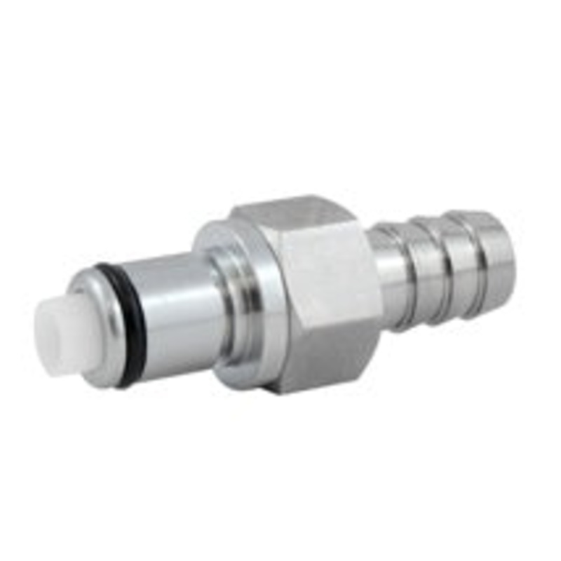 Quick Disconnect: Male x 3/8 Barb with Shutoff (Chrome)