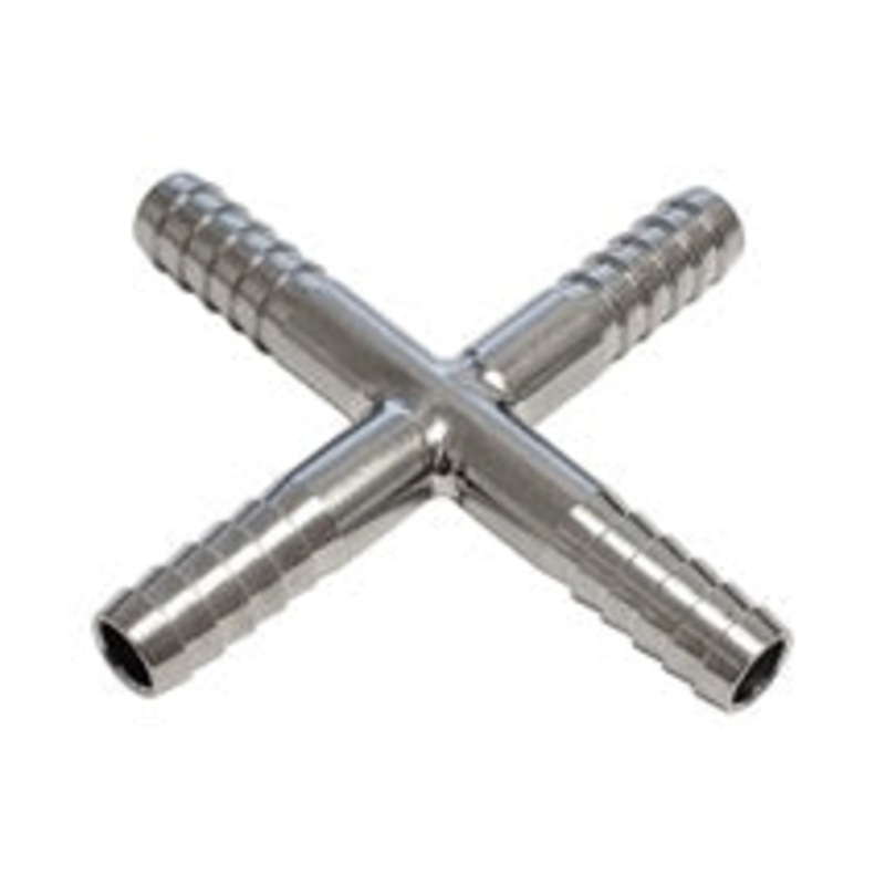 Stainless Steel Hose Barb: 1/4 Barb Cross