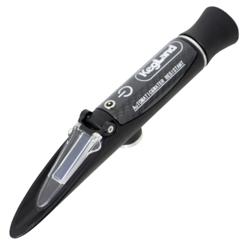 KegLand Saber Refractometer | Auto Temperature Compensation | LED Light Sample Illumination | Triple Scale | SG Sugar, Brix, SG Wort | Magnetic Rechargeable Battery | Water Resistant | Carrying Case