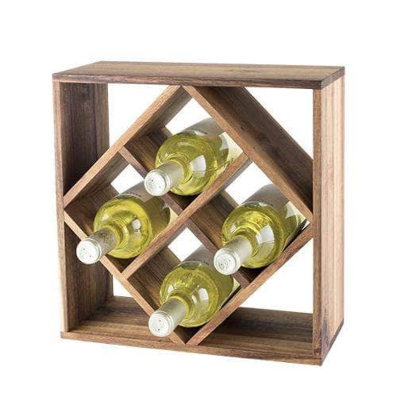 Acacia Wood Lattice Wine Rack by Twine