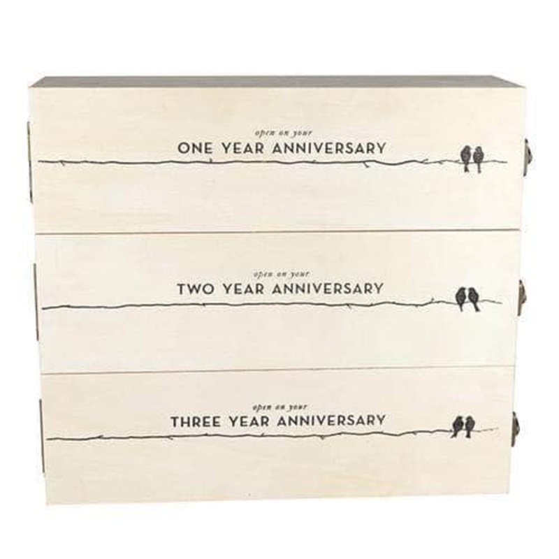 Newlywed’s Anniversary Wooden Wine Box by Twine