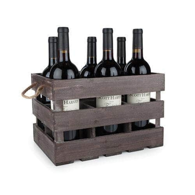 Wooden 6-Bottle Crate by Twine