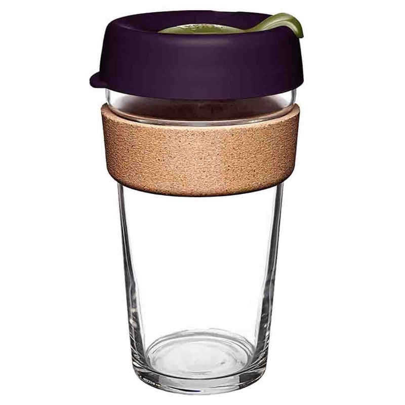 KeepCup Cork 450 ml (16 oz)|Black|Deep (Navy & Green)|Press (Grey & Cream)|Alder (Burgundy & Maroon)|Moonlight (Purple & Lilac)|Eventide (Dark Blue & Lilac)|Saskatoon (Pink & Bubblegum)|Daybreak (Orange & Red)|Matcha (Teal & Green)|Nutmeg (Black & Purple)