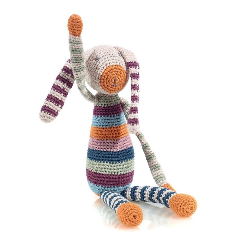 Pebble Bunny Stripey|Teal|Blue|Pink|Rainbow Multi Coloured|Organic Cotton Multi Coloured