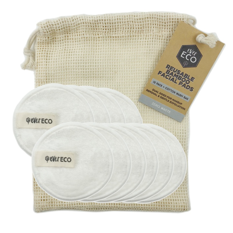 Ever Eco Reusable Bamboo Facial Pads with Washing Bag (10 Pack)