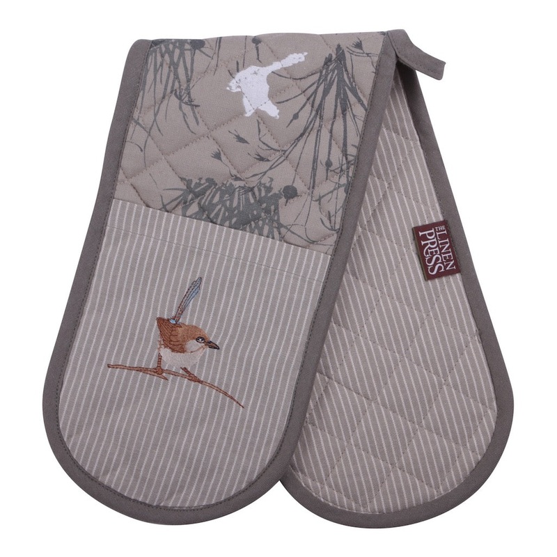 Linen Press Double Mitt Blue Wren Grassland (Organic Cotton)