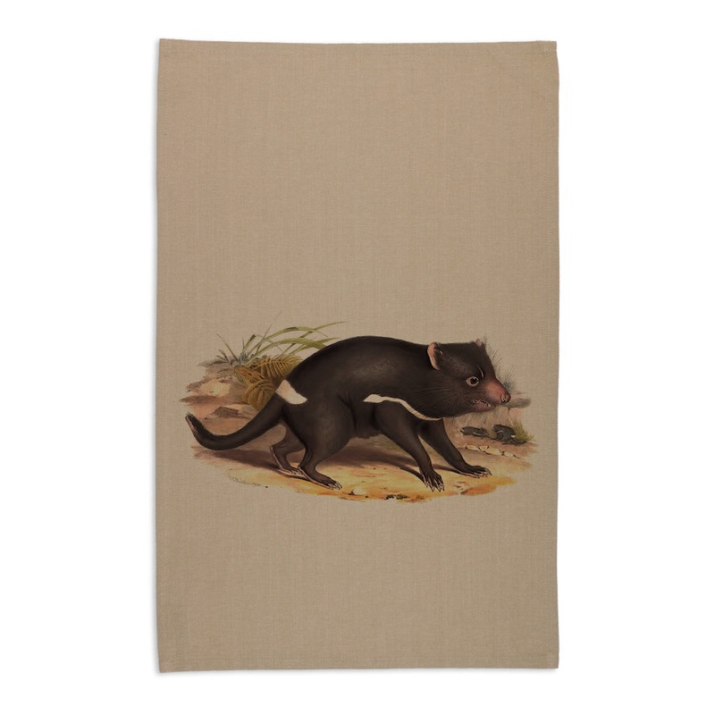 Linen Press Tea Towel Beige John Gould (Organic Cotton)