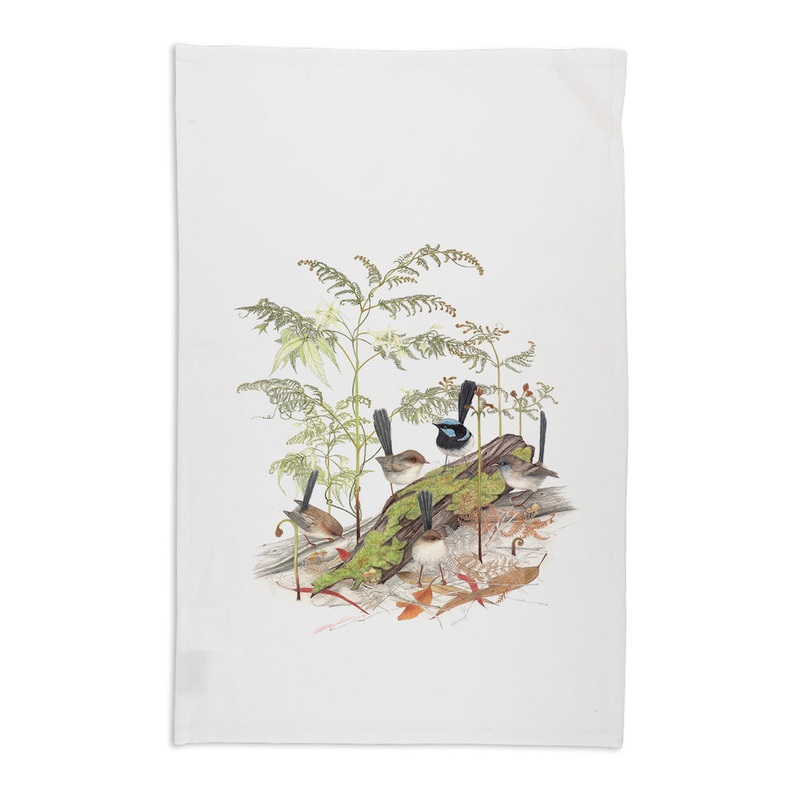 Linen Press Tea Towel White Meg Wells (Organic Cotton)