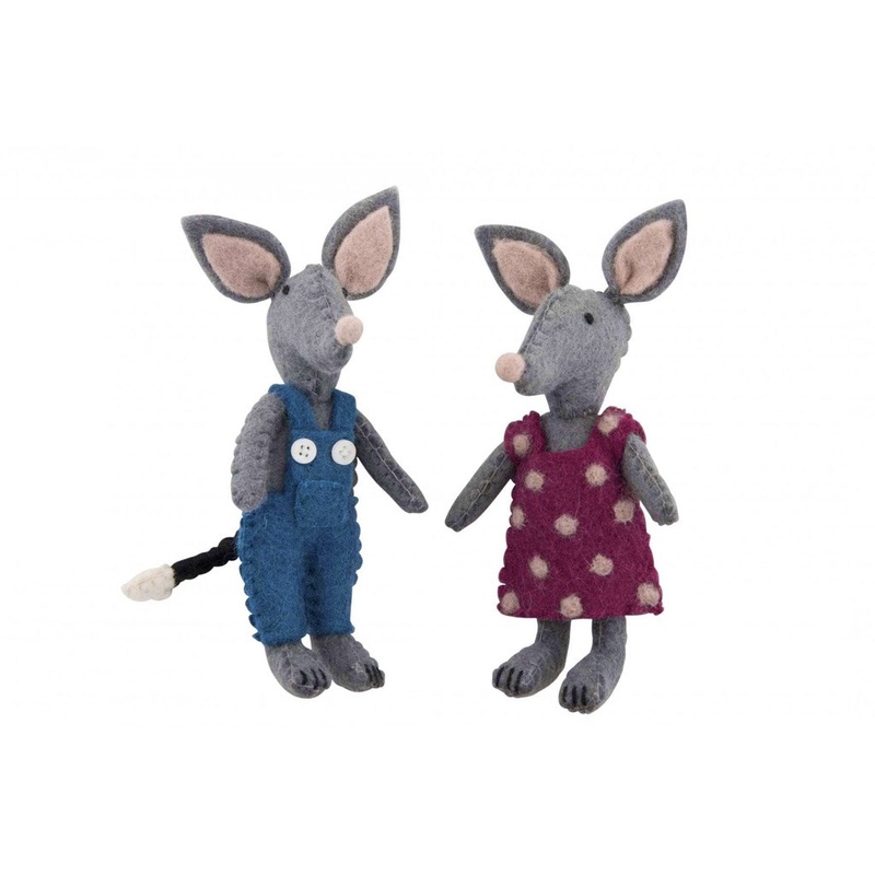 Pashom Bilby|Grey (Blue Overalls)|Grey (Pink Dress)