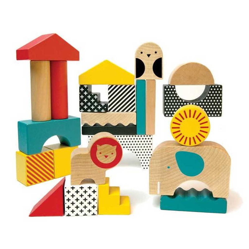 Petit Collage Wooden Blocks|Animal Town|Busy Garden