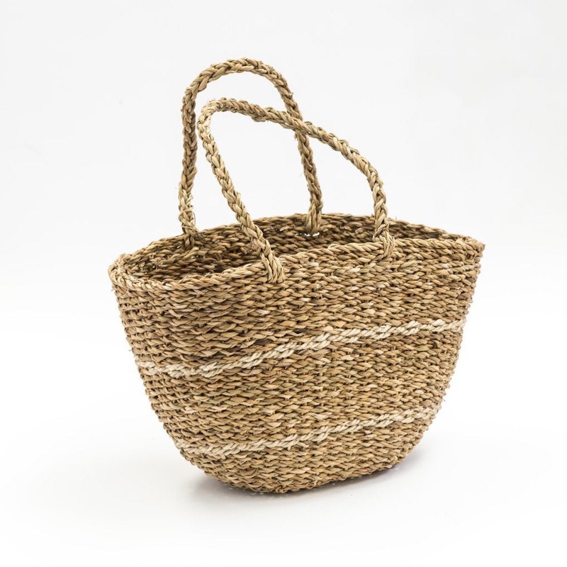 U-Chus Fair Trade Hogla Basket Oval Shaped with Stripes