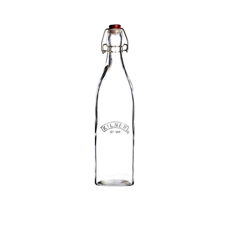 Kilner Square Clip Top Bottle with Red Lid