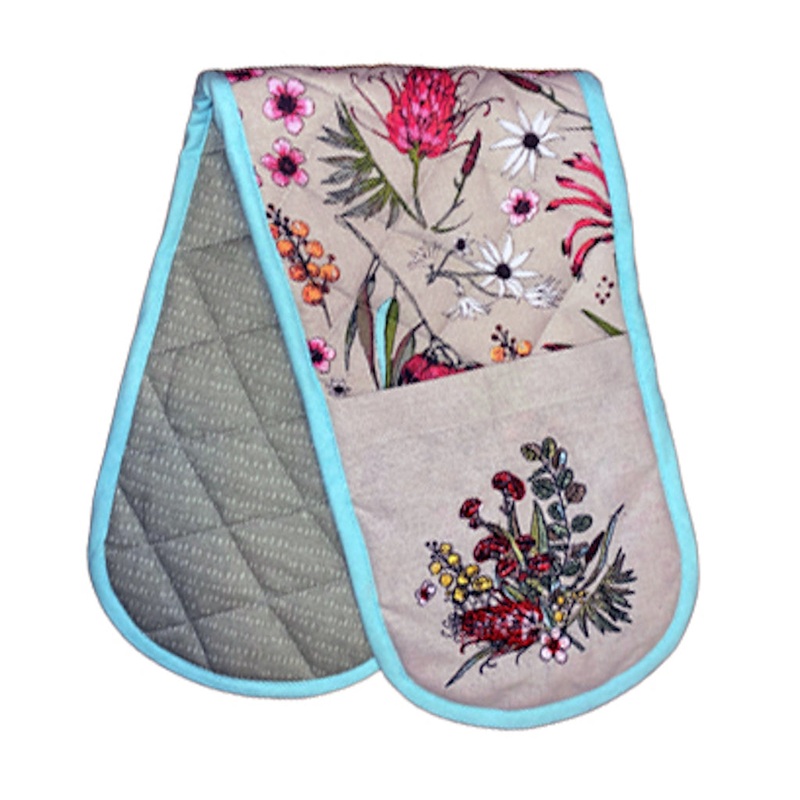 Linen Press Double Mitt Native Floral (Organic Cotton)