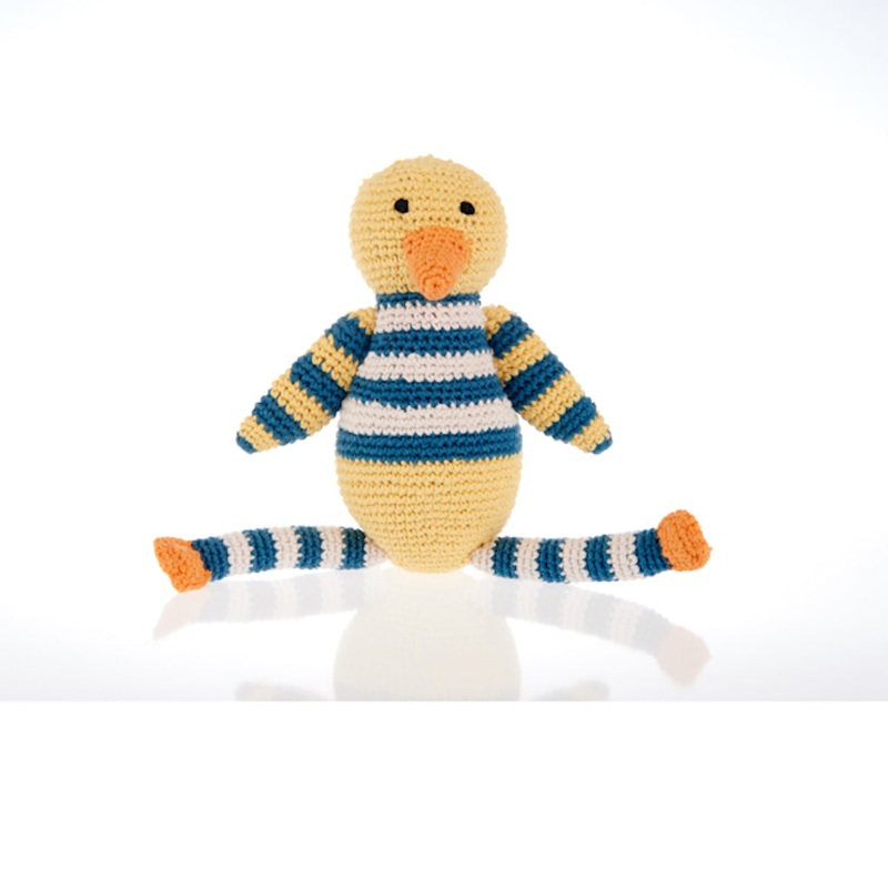 Pebble Duck Rattle Organic Cotton