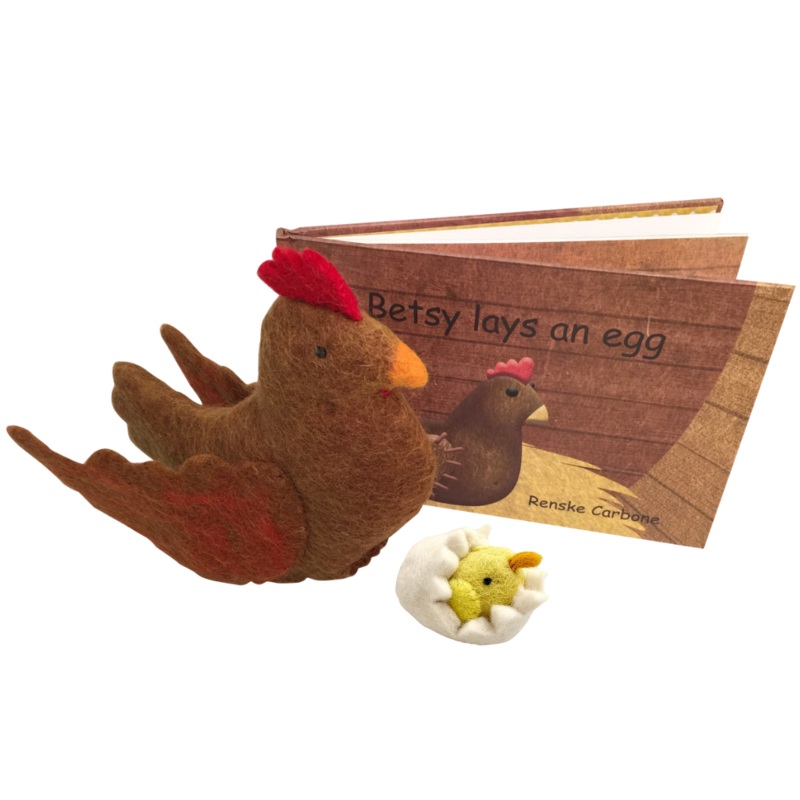 Papoose Betsy Lays an Egg Book & Felt Toy