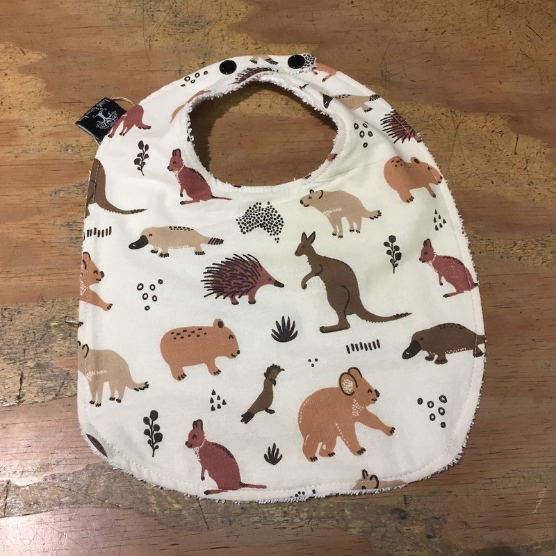 Little Lissa Loo Bib|Tassie Devils Large (Various Colours)|Tassie Devils Small|Australian Animals|Ocean|Bees|Koalas|Trucks|Grey Foxes|Rabbits|Rubber Duckies|Farm Animals|Various Animals|Fox|Daisy|Construction|Diggers|Ducks Egg Blue|Dark Blue Ducks|Narwhal