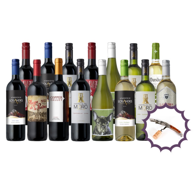 Splash Wines Mega Holiday Groupon 15-Pack + Corkscrew