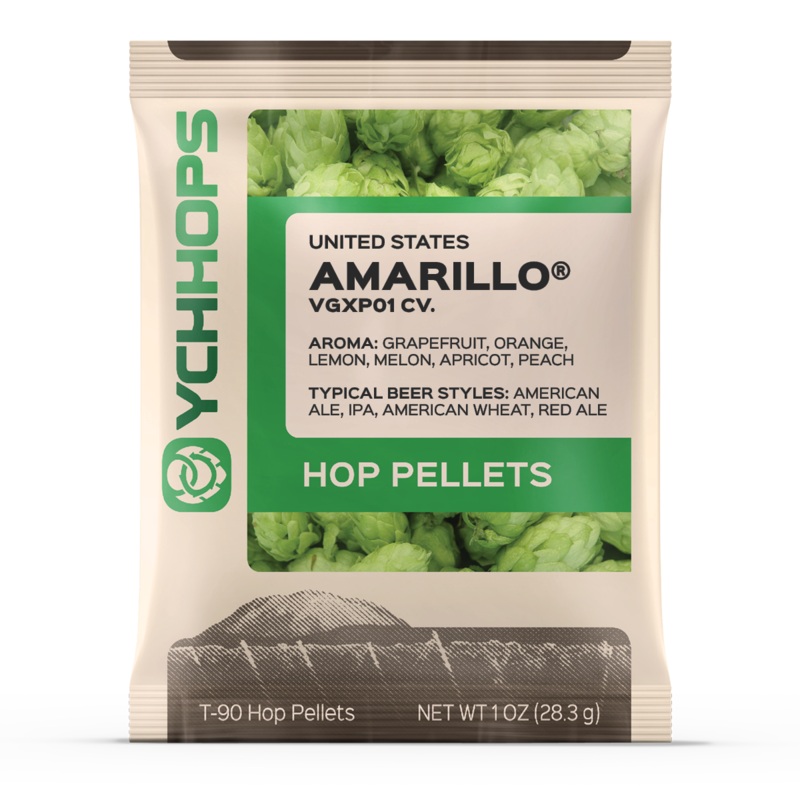 Amarillo Pellet Hops (AMARILLO is a trademark owned by Virgil Gamache Farms, Inc.)