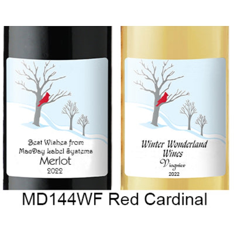 Cardinal in Snow 144 Custom Wine Labels Set of 30