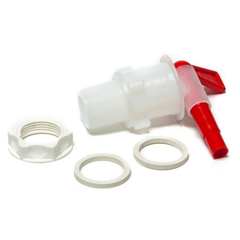 Plastic Spigots|All White|Red Handle|Replacement Washer|VINTAGE SHOP 1/2″ BOTTLING SPIGOT