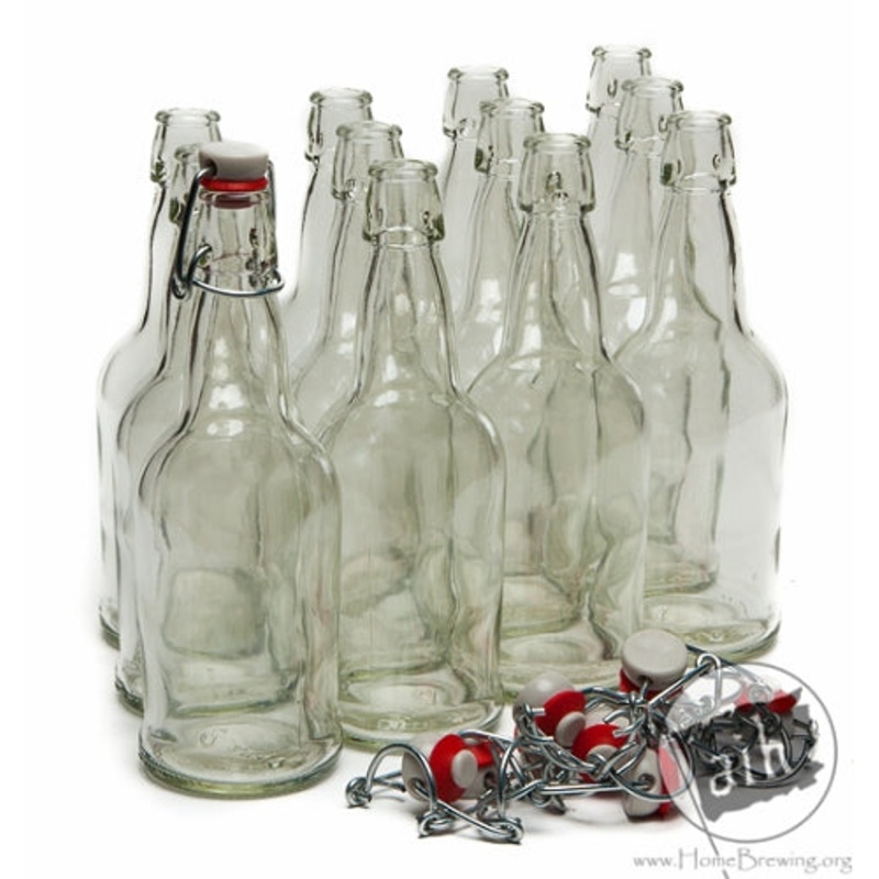 16 oz. E.Z. Cap Swing Top Beer Bottles – Clear (Case of 12)