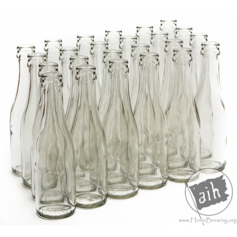 187 ML Clear Champagne Bottles Cork or Crown Finish (24/Case)