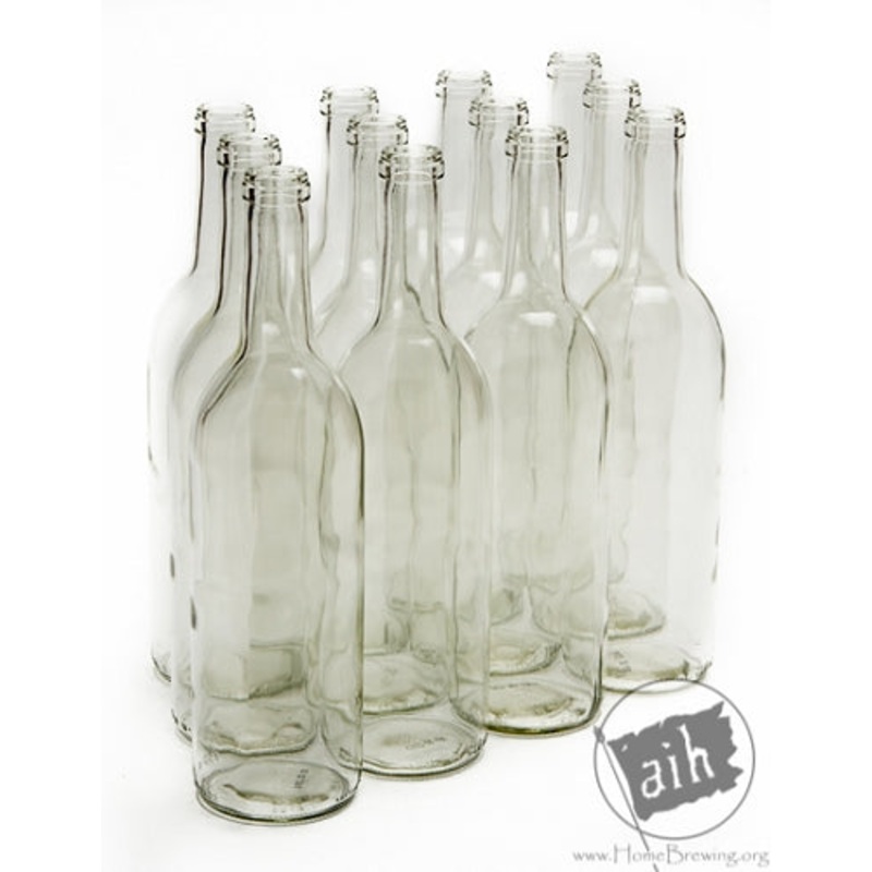 750 ML Clear Optima Bordeaux Flat Bottom Wine Bottles (12/CASE)