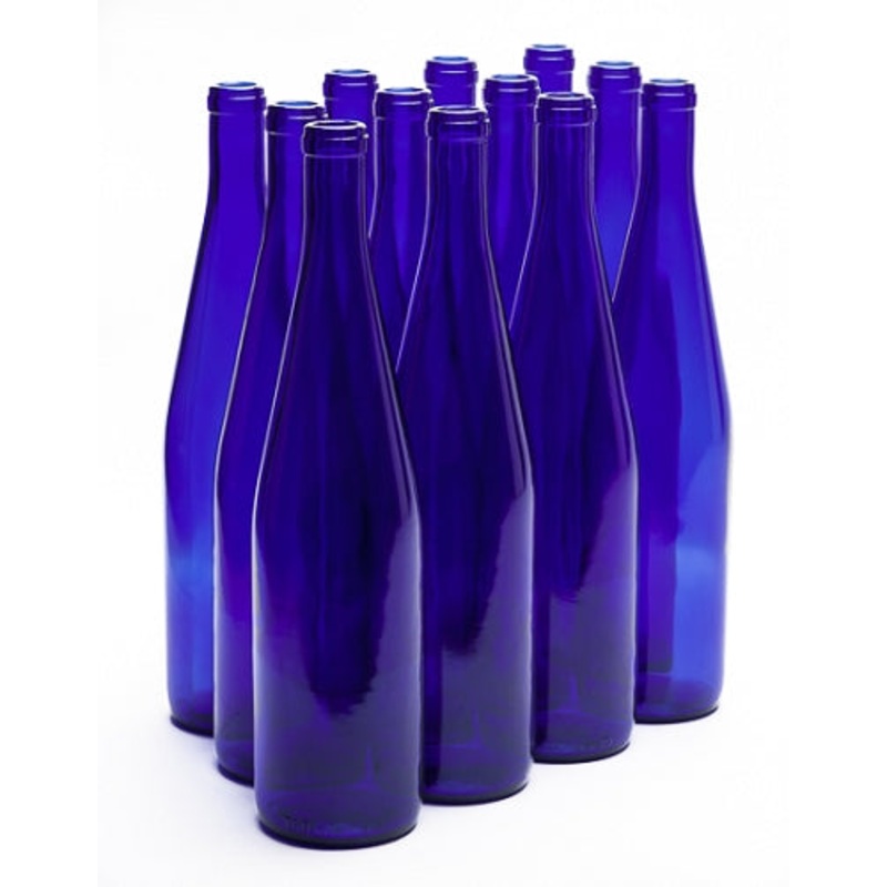 750 ML Cobalt Blue Hock Wine Bottles (12/Case)