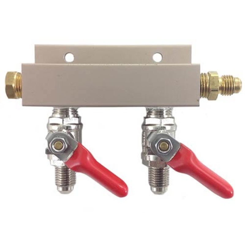 2 Way Manifold with 1/4 MFL Shutoffs