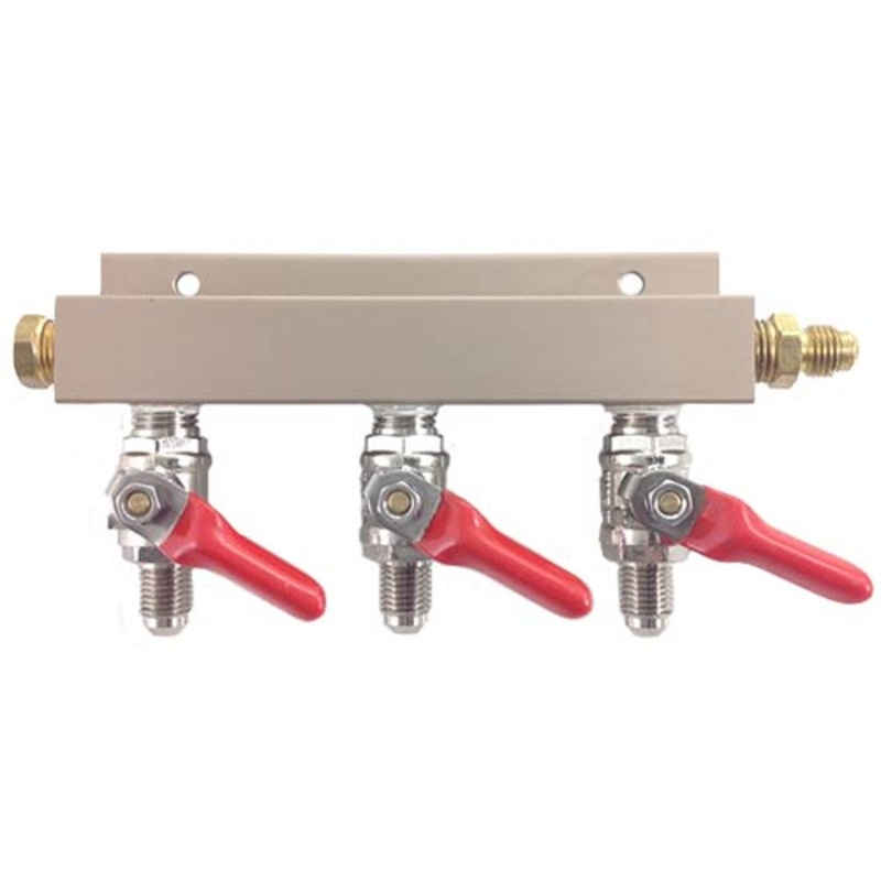 3 Way Manifold with 1/4 MFL Shutoffs