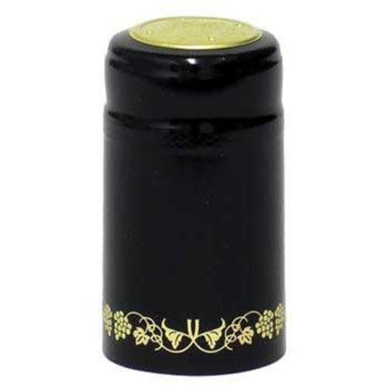 Black with Gold Grapes Heat Shrink Capsules – 62 ct.