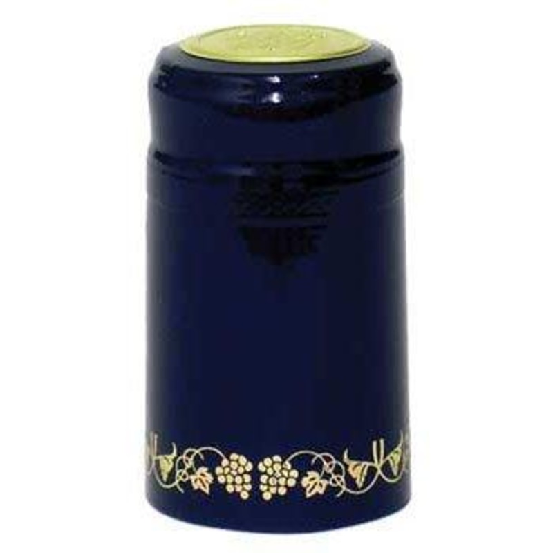 Blue with Gold Grapes Heat Shrink Capsules – 62 ct.