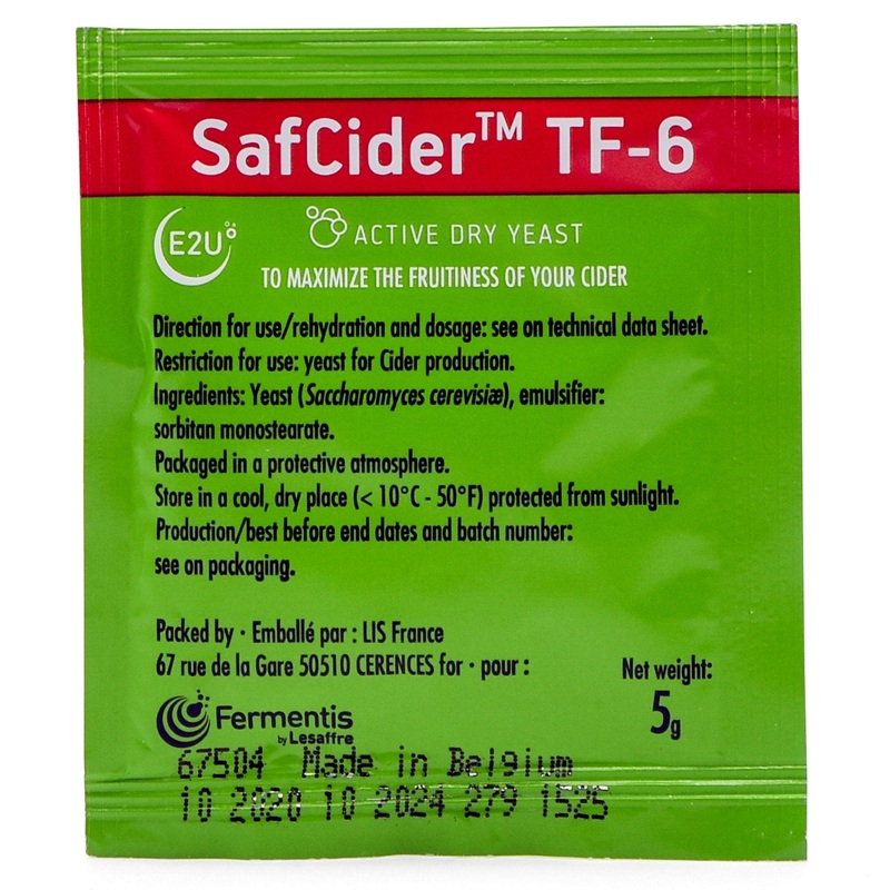 Fermentis SafCider TF-6 Dry Cider Yeast (5g) – Fruity Ciders