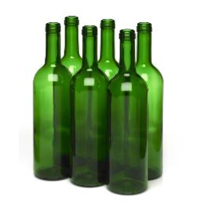 **PICK UP ONLY**  750mL GREEN BORDEAUX FLAT BOTTOM WINE BOTTLE 12/CASE or EACH