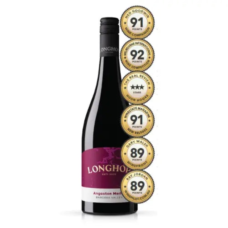 6 Pack | 2021 | Longhop Angaston Merlot | Wine of Barossa Valley (6 Bottles)