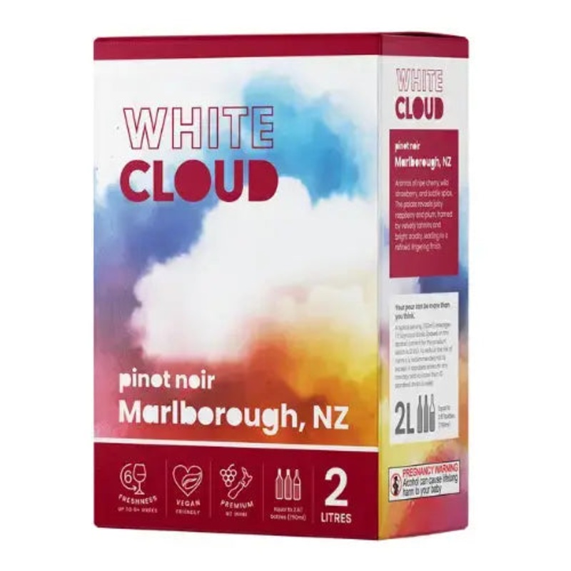 White Cloud Marlborough NZ Pinot Noir 2Ltr Cask (3 pack)
