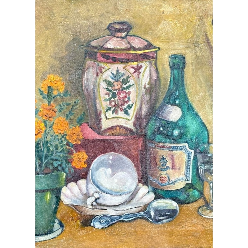 Carter, Albert, (Still Life With Canister & Flowers)