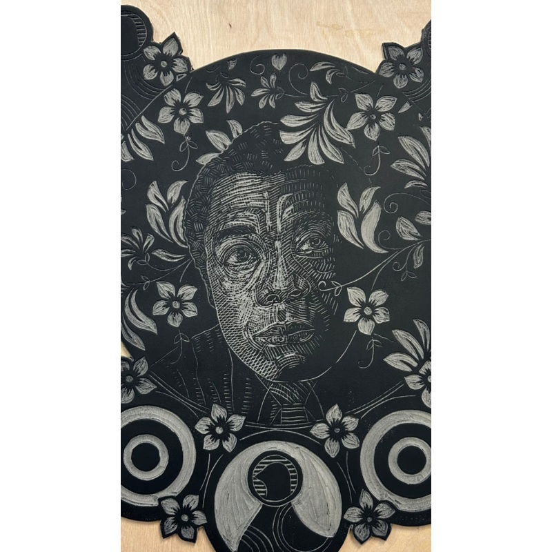 Phillips, Derrick, (Flowers For Baldwin – Linocut Block)